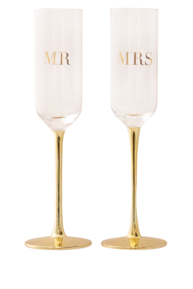 Mr & Mrs Champagne Flutes, Set of Two